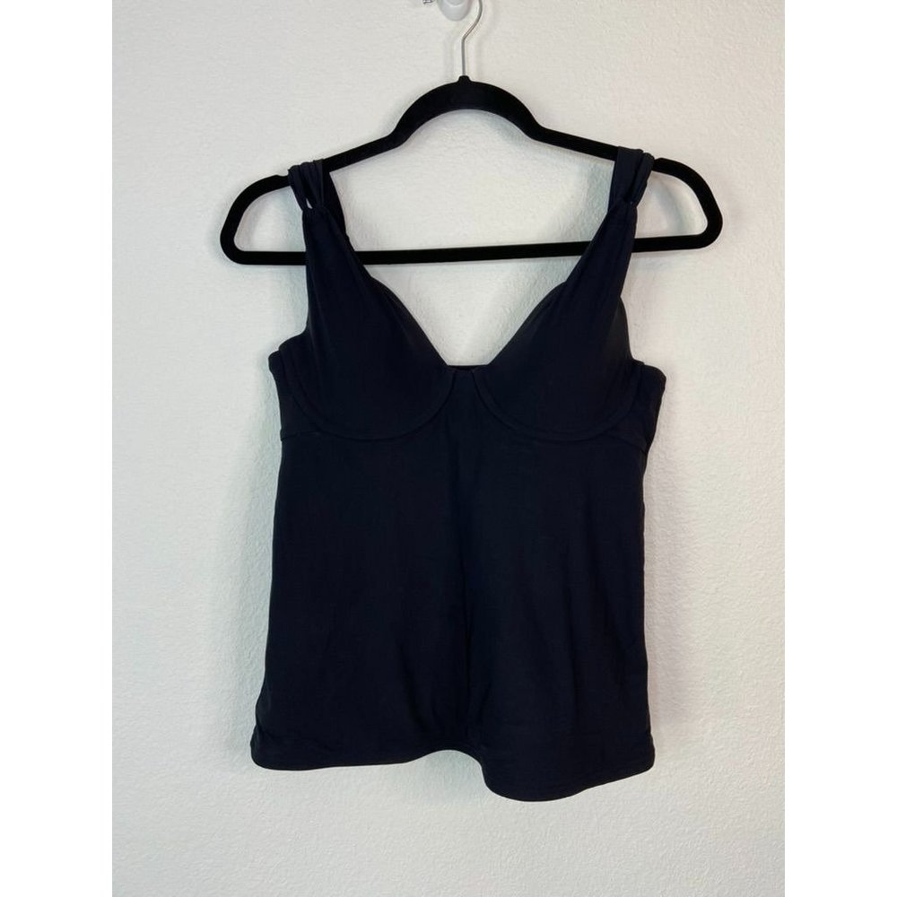 Lands' End women's 8 black underwire tankini swim top summer swimsuit‎